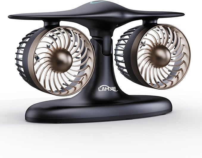 Portable Desk Fan, 8000mAh Battery Powered Small Quiet Table Fan for Bedroom Office, Aviation Style Turbine Personal Fan with LED Light, Retro Cordless Cooling Fan for Home, Travel & Sleeping