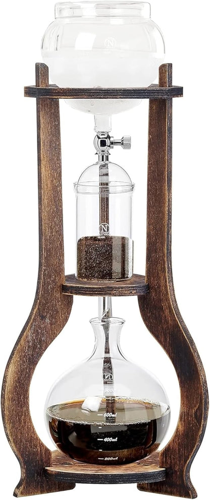 Nispira Iced Coffee Cold Brew Drip Tower Coffee Maker Wooden, 6-8 cup