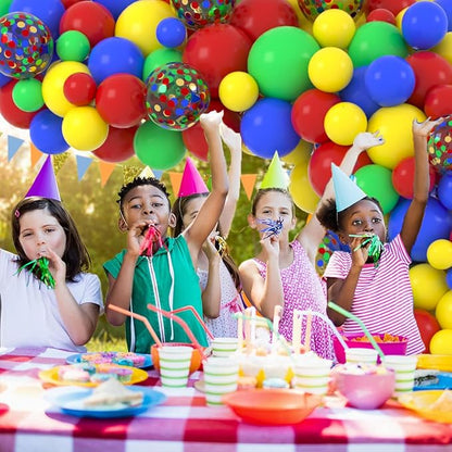 Red Yellow Blue Green Balloon Garland Arch Kit - Royal Blue and Yellow Balloons Green Balloons for Robot Hero Birthday Decorations Carnival Circus Graduation Party Decorations