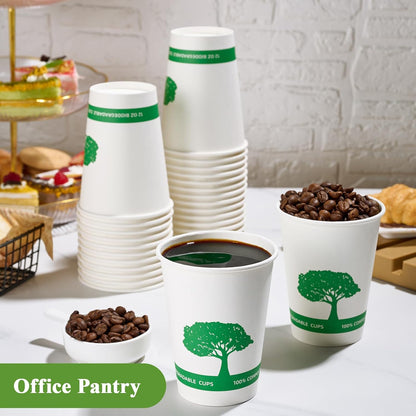 Vplus 270 Pack Compostable Paper Cups, 12 oz Biodegradable Disposable Paper Coffee Cups, Eco-friendly Hot Drinking Cups for Party, Picnic,Travel
