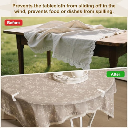uxcell 32 Pack Plastic Tablecloth Clips, Table Cloth Cover Clamps Windproof Holder Clips 2.17" x 1.69" for Home Party Picnic Wedding Camping Dining Tables, Clear