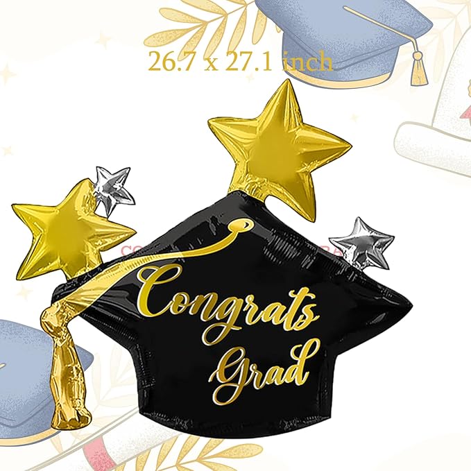 9Pcs Graduation Party Balloons Decorations Grad Books Balloons Diploma Balloons Grad Cap for 2026 Congrats High School College Graduation Party Supplies