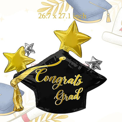 9Pcs Graduation Party Balloons Decorations Grad Books Balloons Diploma Balloons Grad Cap for 2026 Congrats High School College Graduation Party Supplies