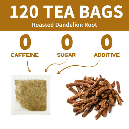 Lynginya Dandelion Root Tea, 60 Tea Bags (Pack of 2) - Premium Herbal Tea - Rich Flavor - No Sugar & No Caffeine - Total 120 Bags