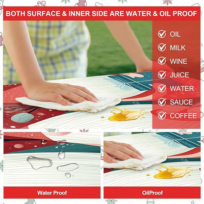 Picnic Table Cover with Bench Covers Set of 3, Elastic Fitted Tablecloth for 6 Foot Tables, Washable Polyester Tablecloths for Camping, Indoor & Outdoor