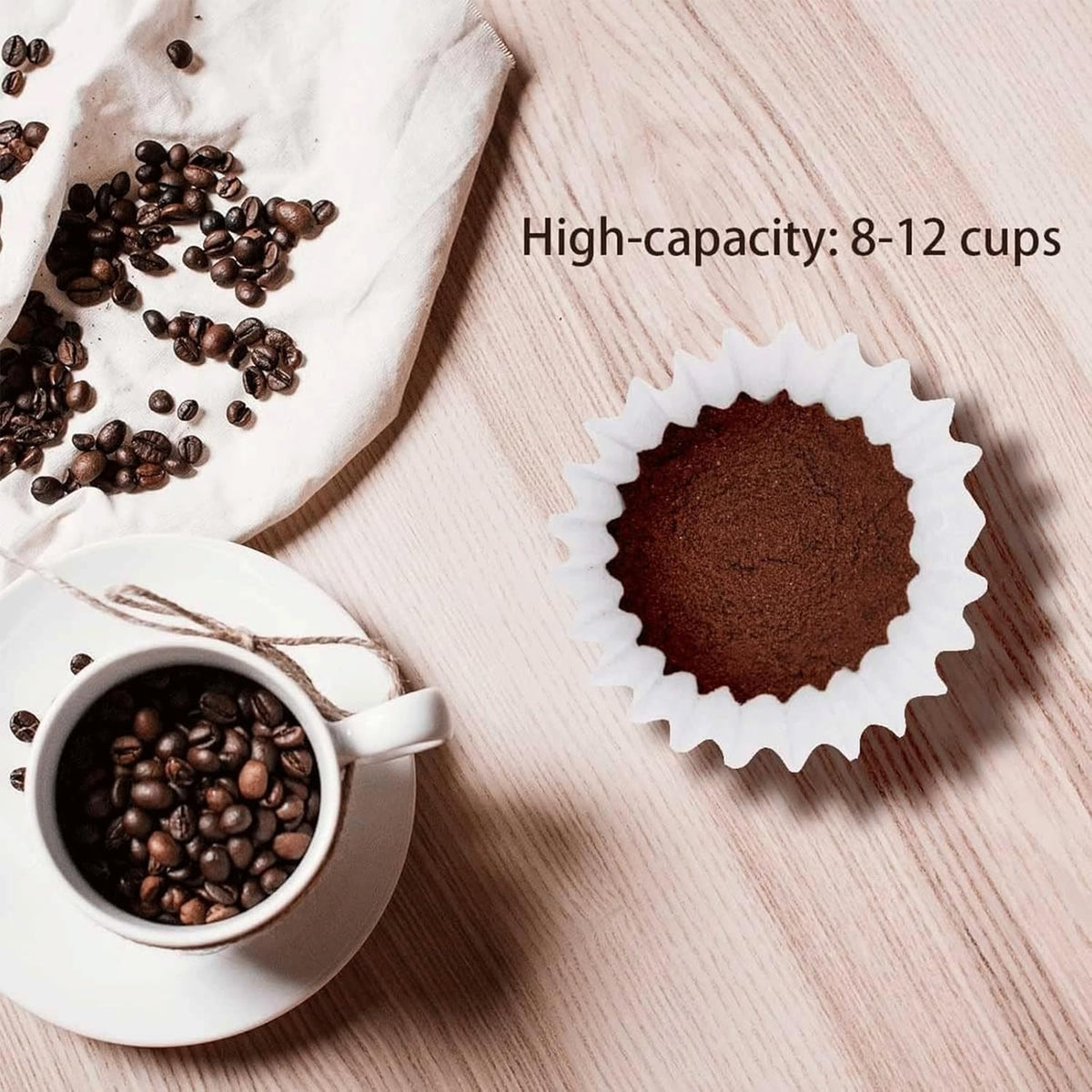 300pcs 12-Cup Commercial Coffee Filters (4 ¼ Inch base, 2 ¾ Inch Walls, 9 ¾ Inch Laying Flat) Large Coffee Filters Premium Paper with 12-Cup Home &