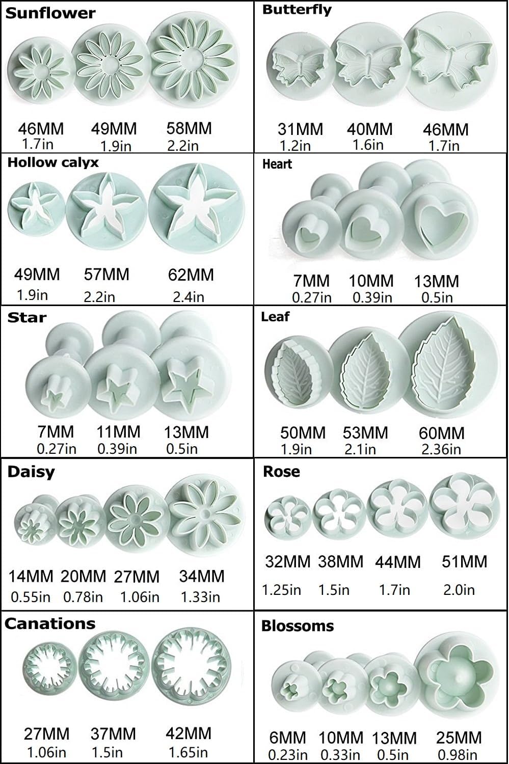 Flower Fondant Cutters,73Pcs Cake Cookie Cutter Plunger Sugarcraft Alphabet Letters Decorating Tools