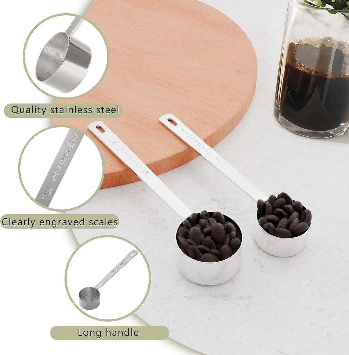 1PCS Long Handle Coffee Scoop, 1Tbsp(15ml) Measuring Spoon
