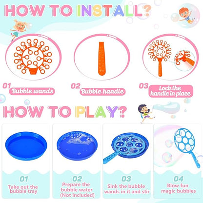 REZUCREY 32 Pcs Big Bubble Wands Toys Set, Giant Bubble Wands with Tray for Kids Summer Outdoor Toys Bubbles Party Favors Bubbles Maker Bulk for Kids Toddlers Boys Girls Age 3 4 5 6 7 8+