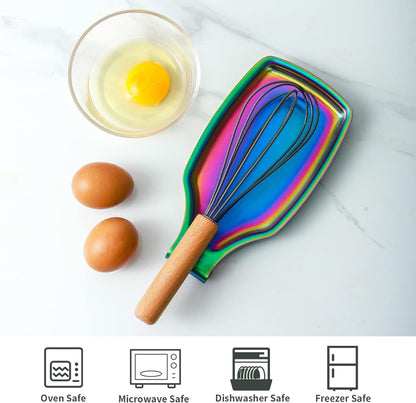 Rainbow Spoon Rest for Stove up, Stainless Steel Spoon Holder For Kitchen Counter, Large Spoon Rest, Spatula Spoon Ladle Utensil Holder, Dishwasher Safe, Rainbow Kitchen Accessories