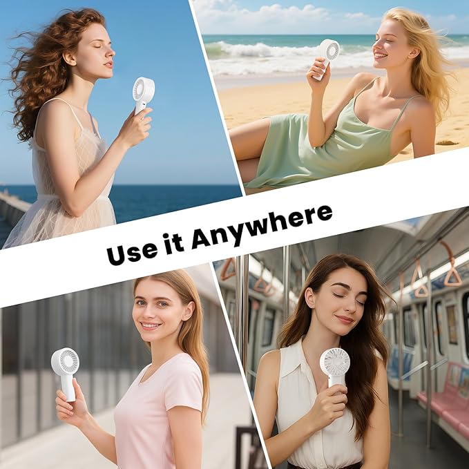 HandFan Handheld Mini Fan, Next Generation Small Fans Portable [8.5H Runtime] with Powerful High Speed Turbo Motor, USB Rechargeable, Pocket Design for Travel/Summer/Concerts/Lash, Gifts for Women