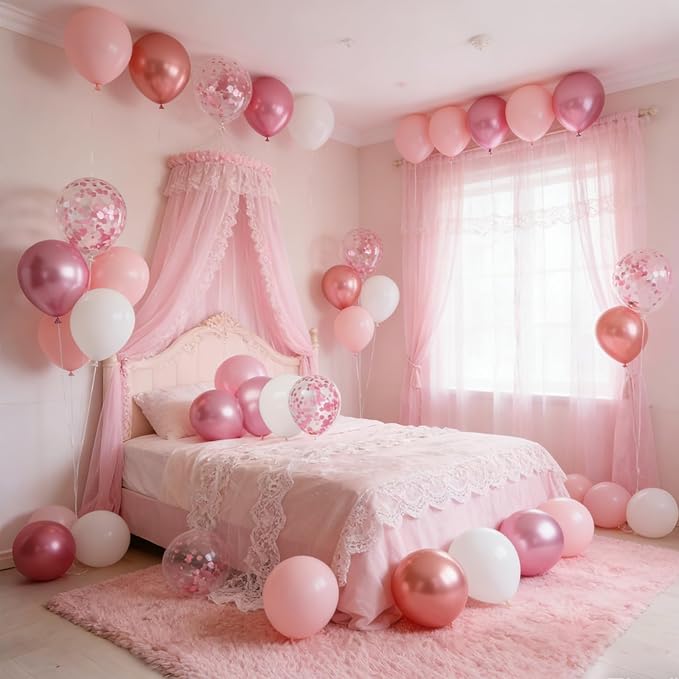 Pink Balloons, 60Pcs Pink and White Balloons, 12in Light Pink Latex Balloons for Girls Baby Shower Birthday Wedding Bridal Shower Decorations