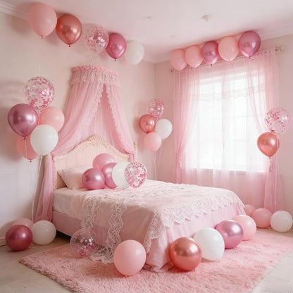 Pink Balloons, 60Pcs Pink and White Balloons, 12in Light Pink Latex Balloons for Girls Baby Shower Birthday Wedding Bridal Shower Decorations