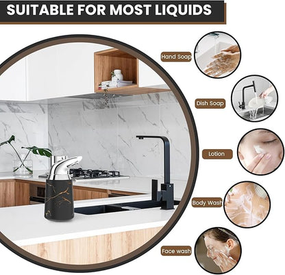 Automatic Liquid Soap Dispenser Touchless:350ML Ceramic Material -4 Level Adjustable Hand & Dish Electric Dispenser,Waterproof Type-c Rechargeable Auto Soap Pump for Bathroom,Kitchen