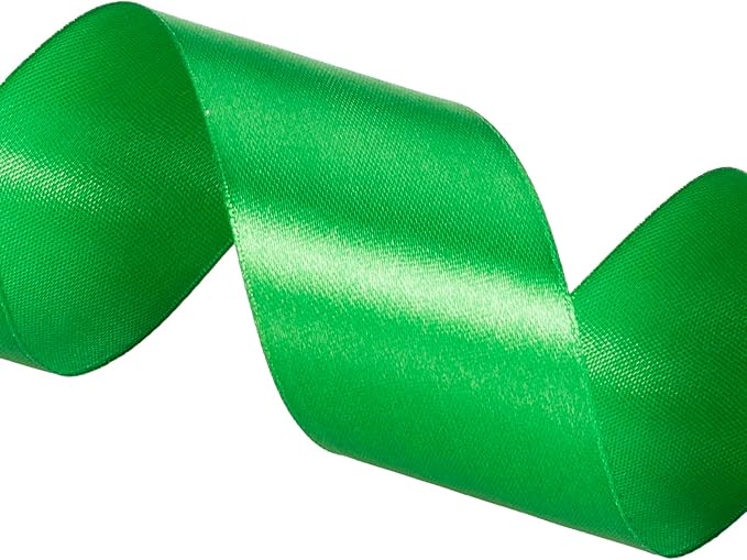 YASEO 1 1/2 Inch Green Solid Satin Ribbon, 50 Yards Craft Fabric Ribbon for Gift Wrapping Floral Bouquets Wedding Party Decoration