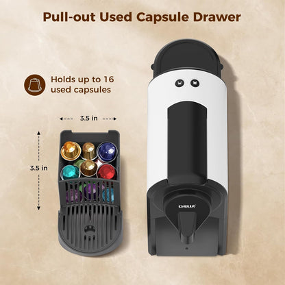 Chulux Mini Espresso Machine for Nespresso Pod, 20 Bar Single Serve Coffee Maker, 1400W, White