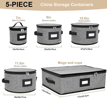 homyfort China Storage Containers, Hard Shell for Plates, Moving Boxes for Dishes, Cups, Mugs, Tableware Moving Supplies for Kitchen Organization- 5-Piece Set (5-piece set)