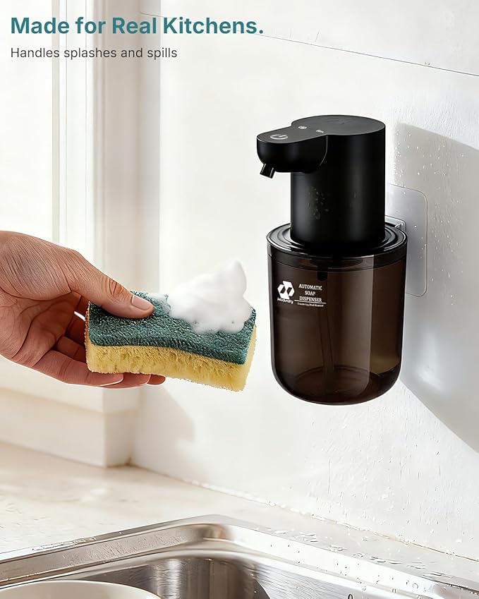 Automatic Foaming Soap Dispenser, 4-Level Touchless Hand Soap Dispenser, USB-C Rechargeable, Wall Mount or Countertop, 13.5oz/400ml, for Bathroom, Kitchen, Office, Hotel, Black