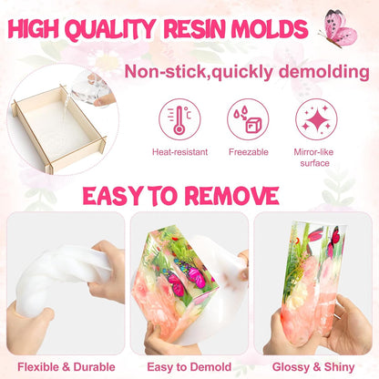 Large Resin Molds Silicone 6PCS Rectangular Cube Silicone Molds for Resin Epoxy Resin Casting Craft Mold for Flower Preservation Bookends DIY Art