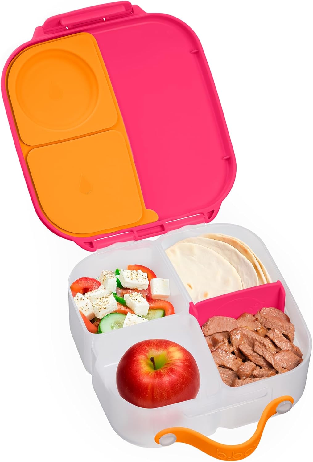 b.box Mini Lunch Box, Bento Box for Kids, Snack Container with 2 Leak Proof Compartments, Reusable Snack Containers with Lids, Kids Lunch Boxes Ages 3+, BPA Free, 4 1/4 Cup Capacity (Strawberry Shake)