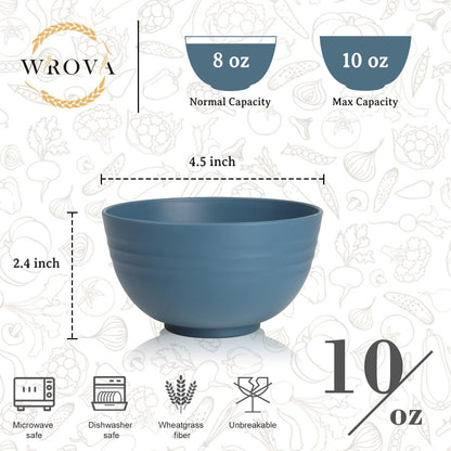 Small Wheat Straw Bowls Sets of 6,Dishwasher Safe and Microwave Safe Snack Bowls 10oz