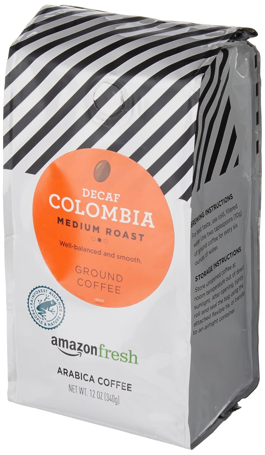 Fresh Decaf Colombia Ground Coffee, Medium Roast, 12 Ounce