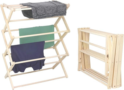 Pennsylvania Woodworks Premium American Maple Clothes Drying Rack - Handcrafted in Pennsylvania - Solid Wood Construction, Collapsible, Eco-Friendly Laundry Solution (Medium)