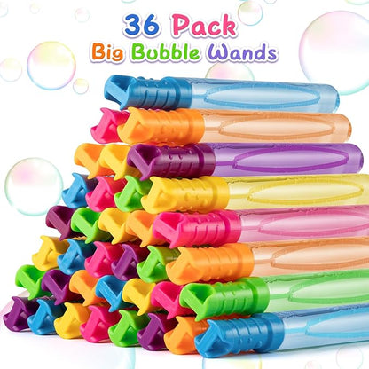 36 Pack Big Bubble Wands Bulk for Kids in 6 Colors, Summer Toy Party Favors for Boys & Girls, Perfect for Easter, Summer, Halloween, Valentine's Day and School Classroom Prizes