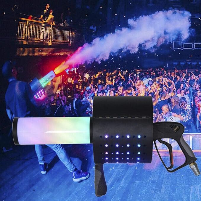 DJ Shot Confetti Cannon Gun,Handheld 7 Colors LED Confetti Blaster Launcher,Professional Smoke Fog Machine for Party Concerts, Parties, Club, Wedding, Theater