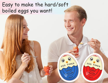 Lasubst Egg Timer That Goes in Water for Soft Medium Hard Boiled Eggs, 1 Red 1 Blue