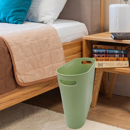Small Trash Can Plastic Bathroom Wastebasket 3.2 Gallon Slim Garbage Container Bin with Handle for Home Kitchen Bathroom Bedroom Office, 2 Pack (Green)