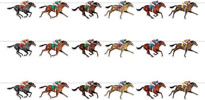 Beistle 3 Piece 6.5" x 6' Horse Racing Banners For Equestrian Theme Race Day Party Decorations