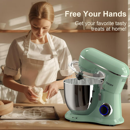 3-IN-1 Electric Stand Mixer, 6.5QT Bowl 660W 10-Speed Kitchen Mixer, Household Food Mixers include Dough Hook, Beater and Whisk