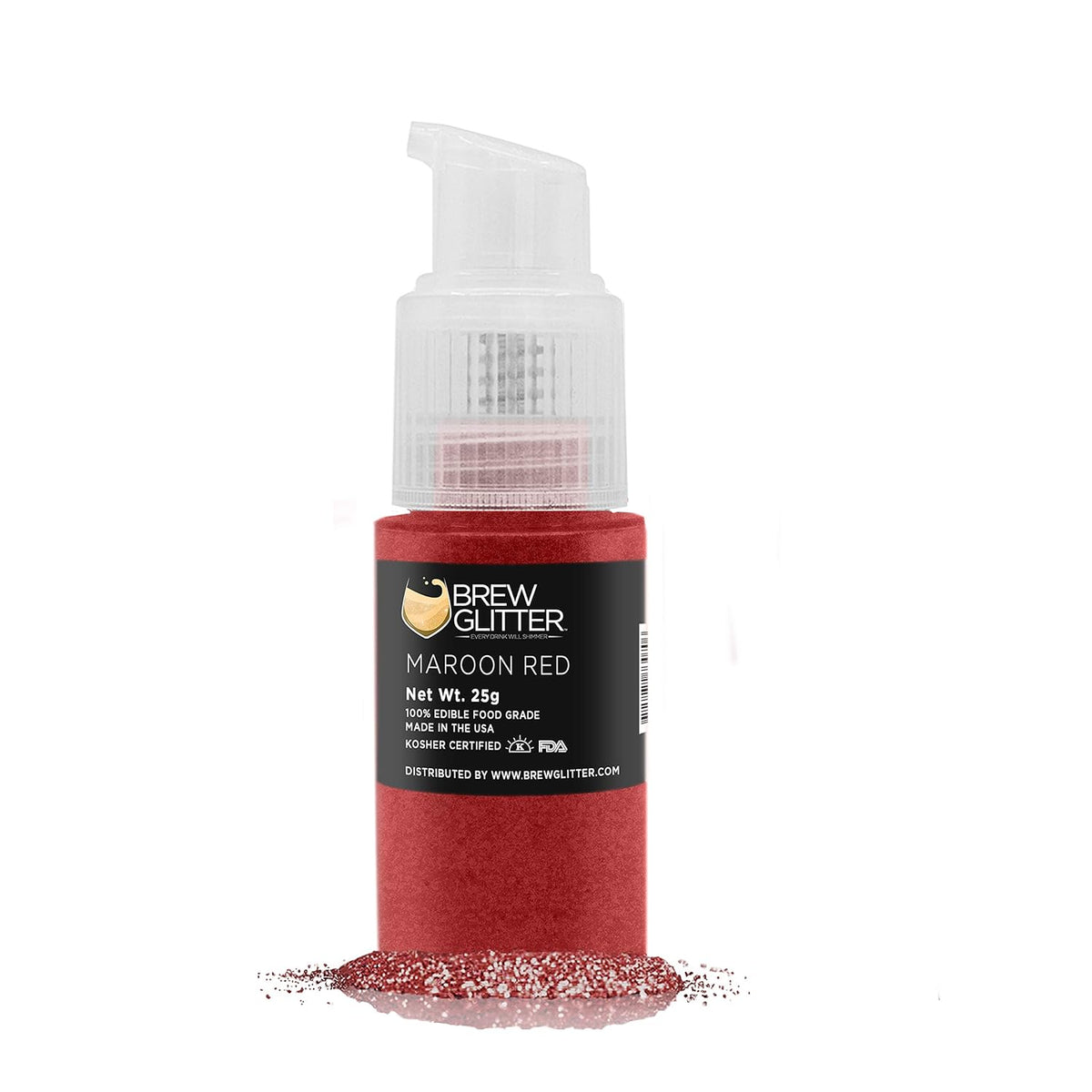 Brew Glitter - Maroon Red (25g Spray Pump 1x Jar), Edible Glitter for Drinks, Cocktails, Beer, Garnish & Beverages