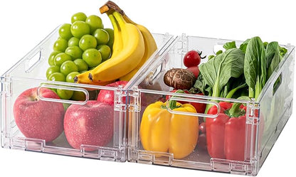 2-Pack Foldable Plastic Baskets, Stackable Storage Baskets with Handles for Organizing and Storage, Foldable Crate for Office, Home, Bedroom, Outdoor (12"x 8.07" x 4.92")