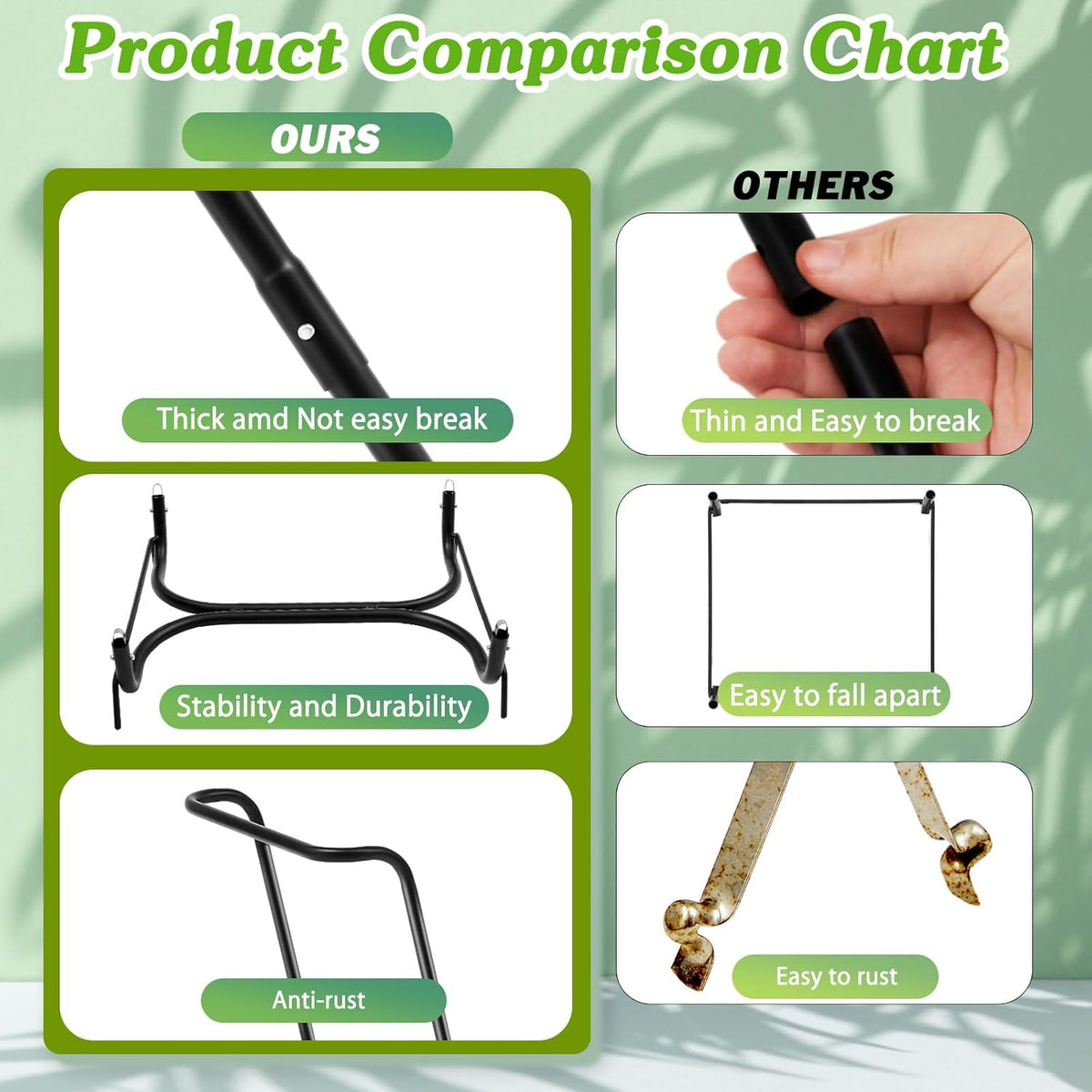 Gisafai 3 Pieces Metal Leaf Bag Holder Stand Portable Trash Bag Holder Frame Outdoor Holds 30-45 Gallons for Garden Garbage Lawn Yard Camping Leaves