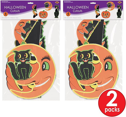 Beistle 8 Piece Retro Vintage Paper Halloween Decoration Cut Outs