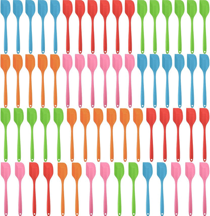 Irenare 65 Pcs Mini Silicone Spatulas Bulk 8.3 Inch Heat Resistant Scrapers Rubber Spatulas Seamless Design Non Stick Flexible for Kitchen Use