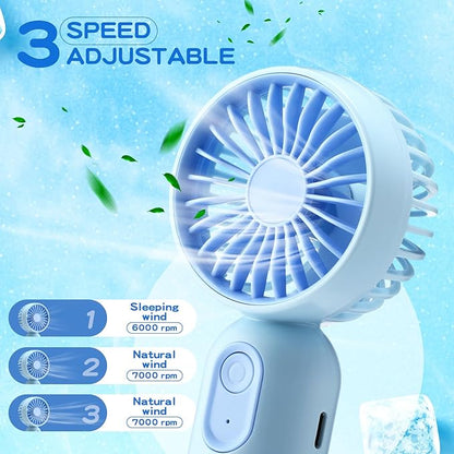 Rossesay 12 Pack Mini Portable Handheld Fan Bulk for Travel 3 Speeds, Rechargeable USB Battery Operated, Small Personal Eyelash Fans for Women Men Indoor Outdoor(Pink Blue Purple,Classic Style)