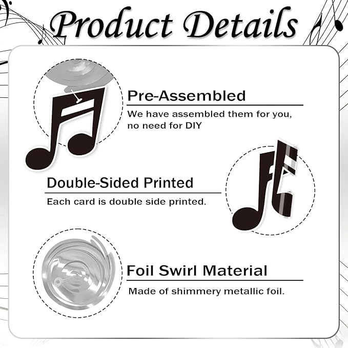 Musical Note Hanging Swirls - 30PCS Music Themed Party Decorations Musical Note Ceiling Streamers for Music Birthday Party Baby Shower Decor Supplies