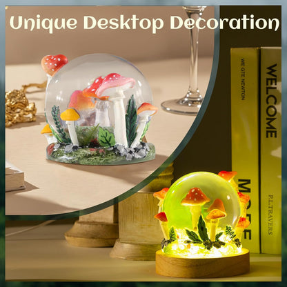 LET’S Resin Crystal Ball Resin Molds, Crystal Orb Decorative Statue Silicone Molds with Mushroom Stand and Bird Figurine