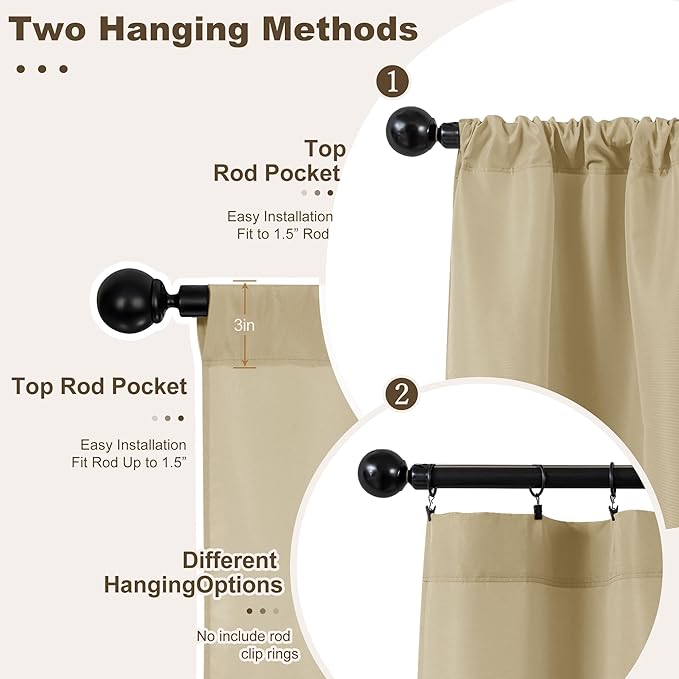 HolidayIdeas Outdoor Patio Curtains Waterproof with Rod Pocket 6 Pcs 54x84 Inch- Protect Privacy & Weatherproof Balcony Outdoor Curtains for Apartments,Porch, Pergola, Sliding Glass Door, Cream