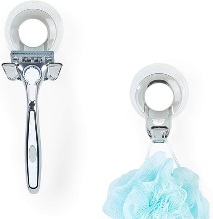 Better Living Products Impress Suction Hook Set, 2 Hook Set, Bathroom and Shower Organizing Hooks, Smoke Grey, 2.25" x 1.75" x 3"