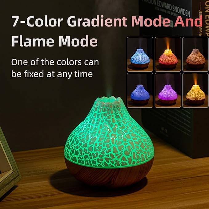 Mini Colorful Cool Humidifier, Volcano Shape Humidifier,USB Personal Desktop Humidifier Volcano Spray Mode, 7 Colors,Super Quiet for Office Room, Bedroom(White)