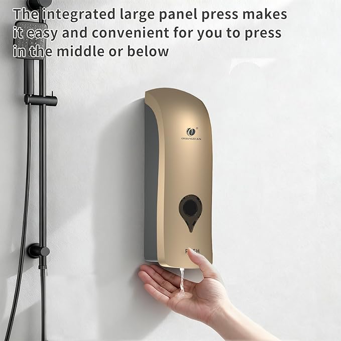 Shampoo Conditioner Body Wash Dispenser, Wall-Mounted Shower Soap Dispenser 10fl.oz/300ml, No Drill Refillable Bathroom soap Dispenser for Bathroom,Kitchen,Hotel and Airbnb,Gold CD-1049