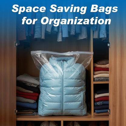 20 Pack Clear Extra Large Storage Bags 24 x 32 Inch 9 Gallon Plastic Storage Bag with Zipper for Clothes Blankets Bedding Moving Travel and Closet Organization Reusable Heavy Duty Clear Packing Bags