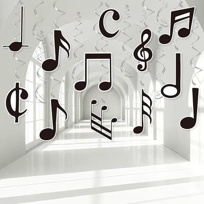 Musical Note Hanging Swirls - 30PCS Music Themed Party Decorations Musical Note Ceiling Streamers for Music Birthday Party Baby Shower Decor Supplies