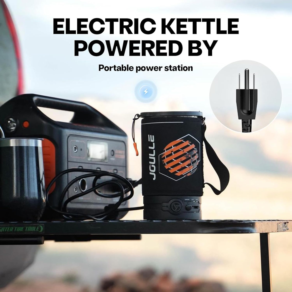 Electric French Press Coffee Maker, 120V Boil Water & Press Coffee 2-in-1, Portable Design for Travel, Camping, 6 Minute Brew Ready