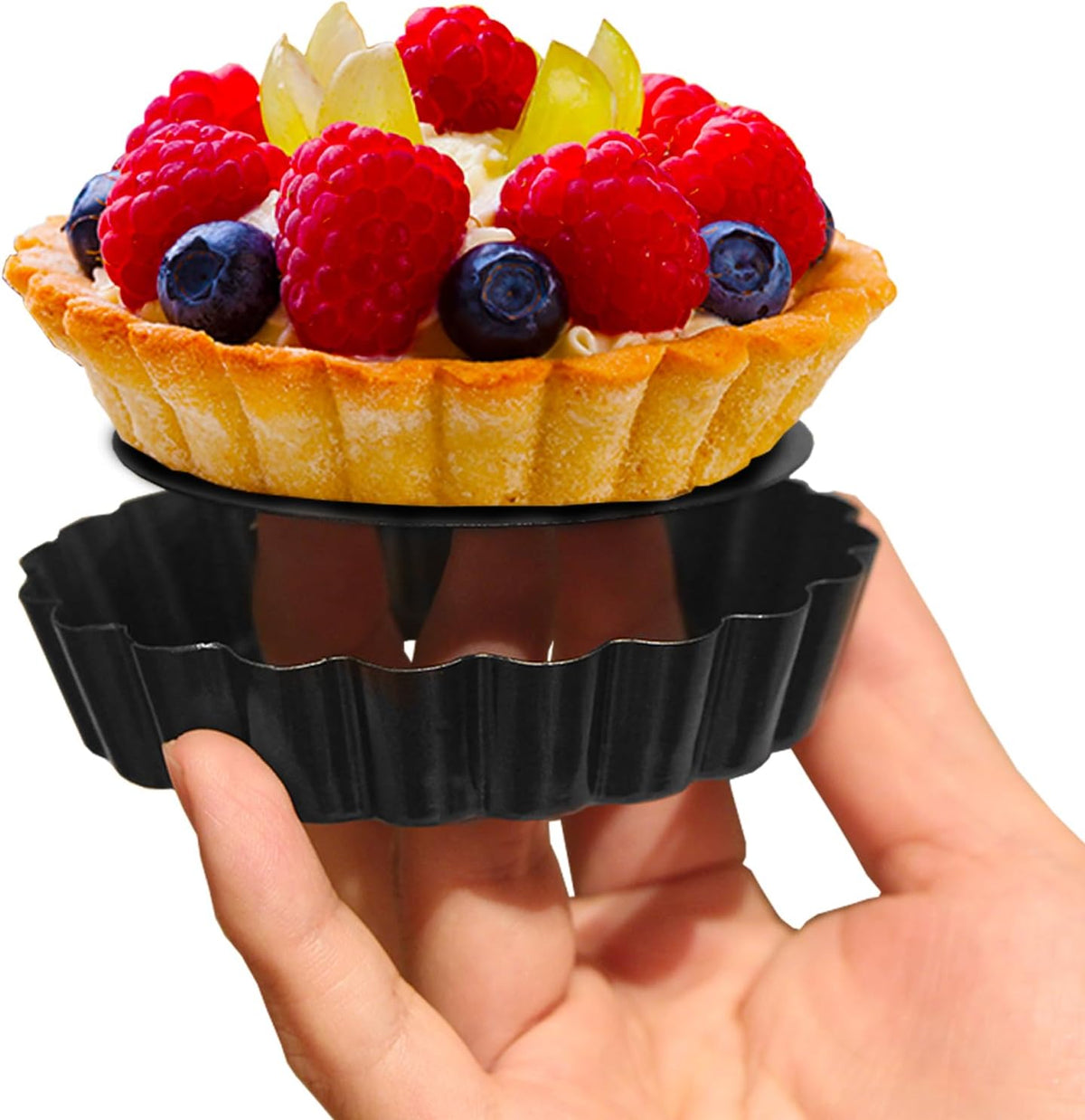 6 Pack Mini Tart Pans 4 Inch with Removable Bottom Round Non-stick Deep Quiche Pan, Heavy Duty Fluted Side for Pies, Egg Tart Molds for Baking
