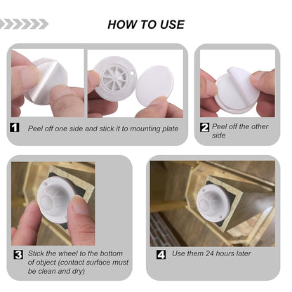 PlusRoc 8 Pack Self Adhesive Caster Wheels For Kitchen Appliance Rollers, Load Capacity 14LBS Per Wheel, Mini Swivel Wheels Sliders For Stand Mixers Air Fryers Coffee Machine